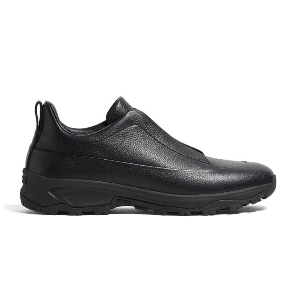 Zegna Triple Stitch™ Slip-On 'Black Grained Leather' (Men)