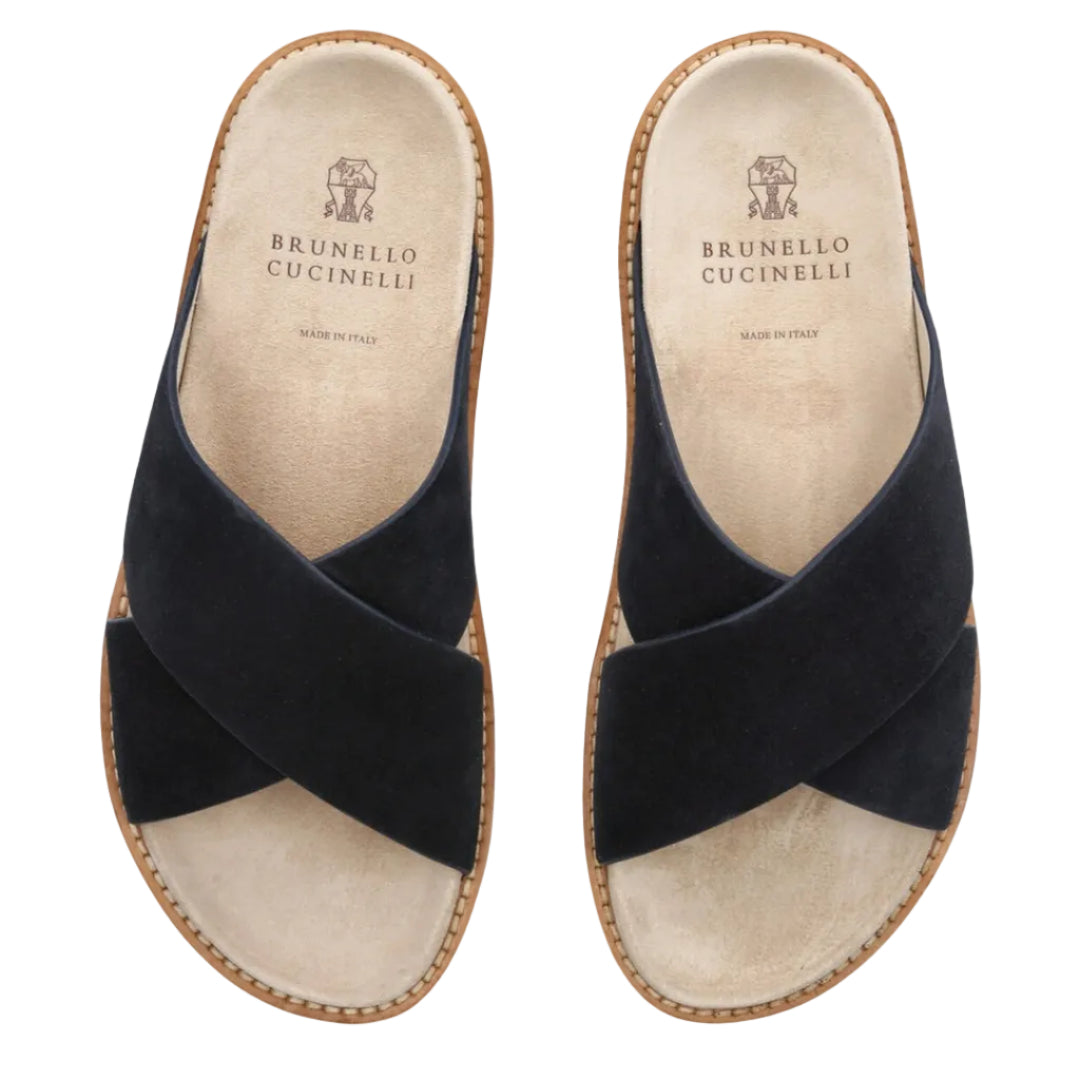 Brunello Cucinelli Crossover Sandal 'Black Suede' (Men)