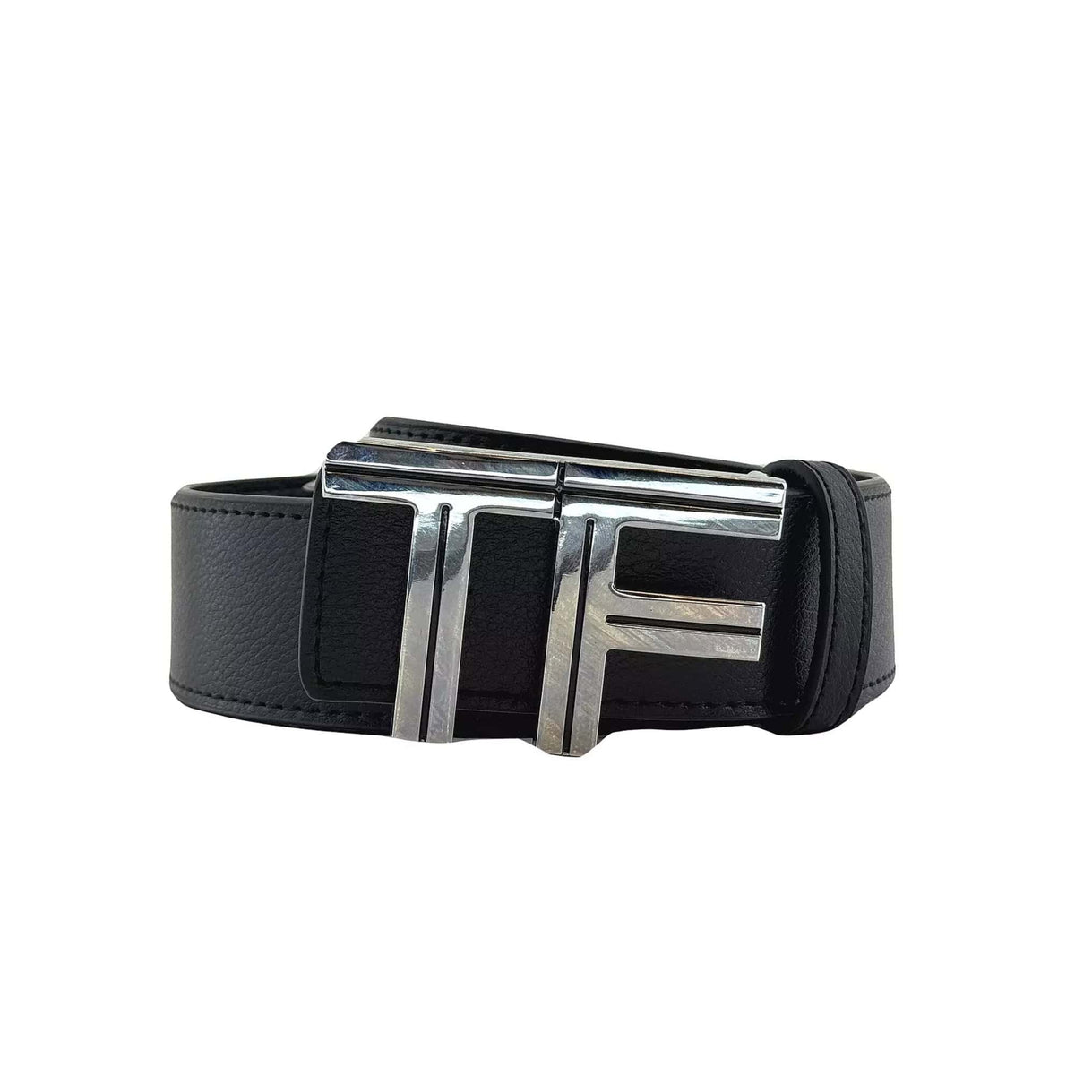 Tom Ford T Buckle Belt 'Black Silver' (Unisex)