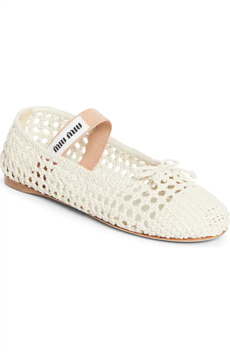Miu Miu Mesh Ballerina 'White' (Women)