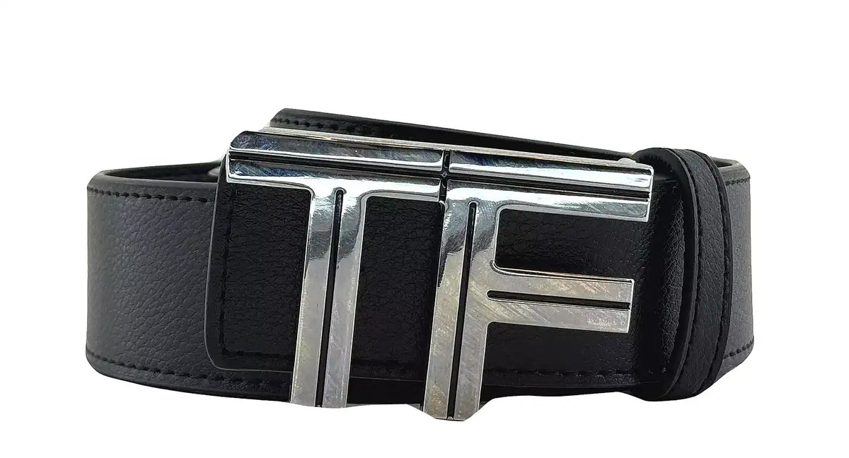 Tom Ford T Buckle Belt 'Black Silver' (Unisex)