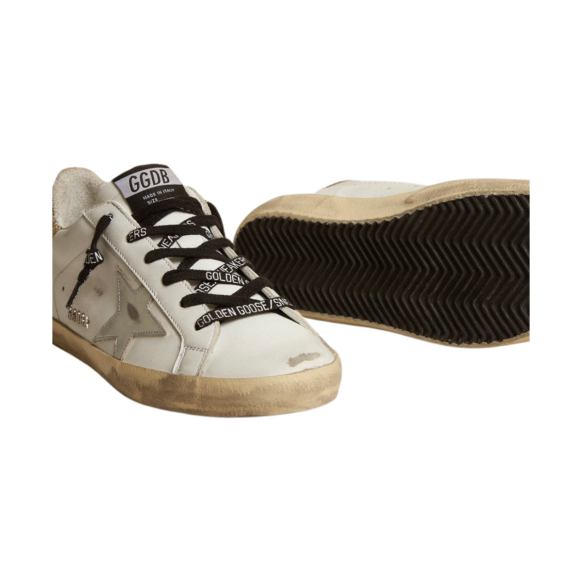 Golden Goose Super-Star 'White Glitter Heel Tab' (Women)