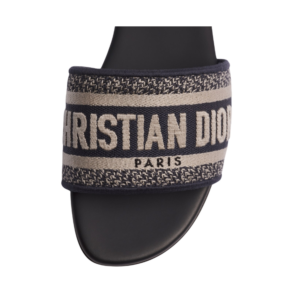 Dior Dway Slide 'Deep Blue Embroidered Cotton' (Women)