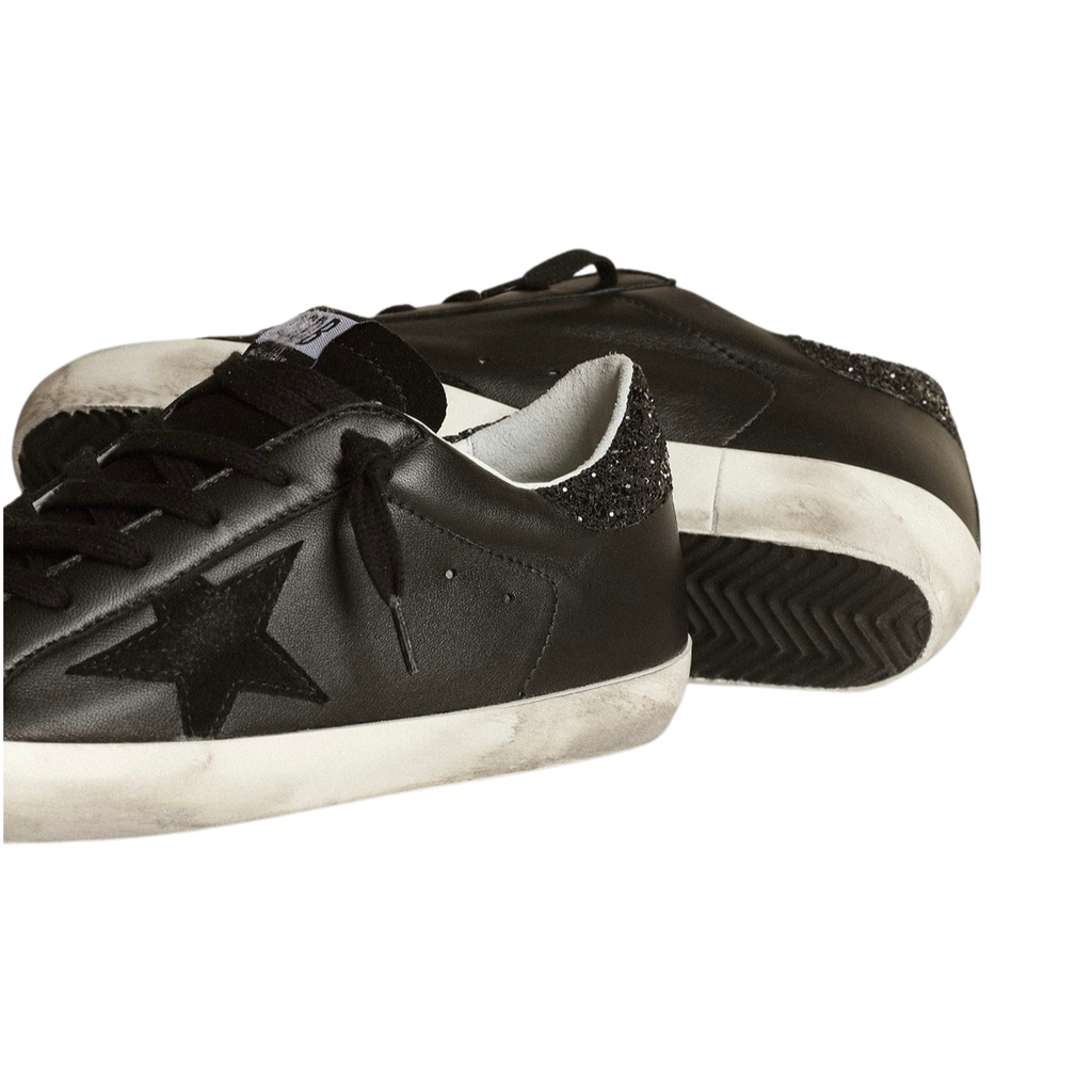 Golden Goose Super-Star 'Black Nappa Glitter Heel Tab' (Women)