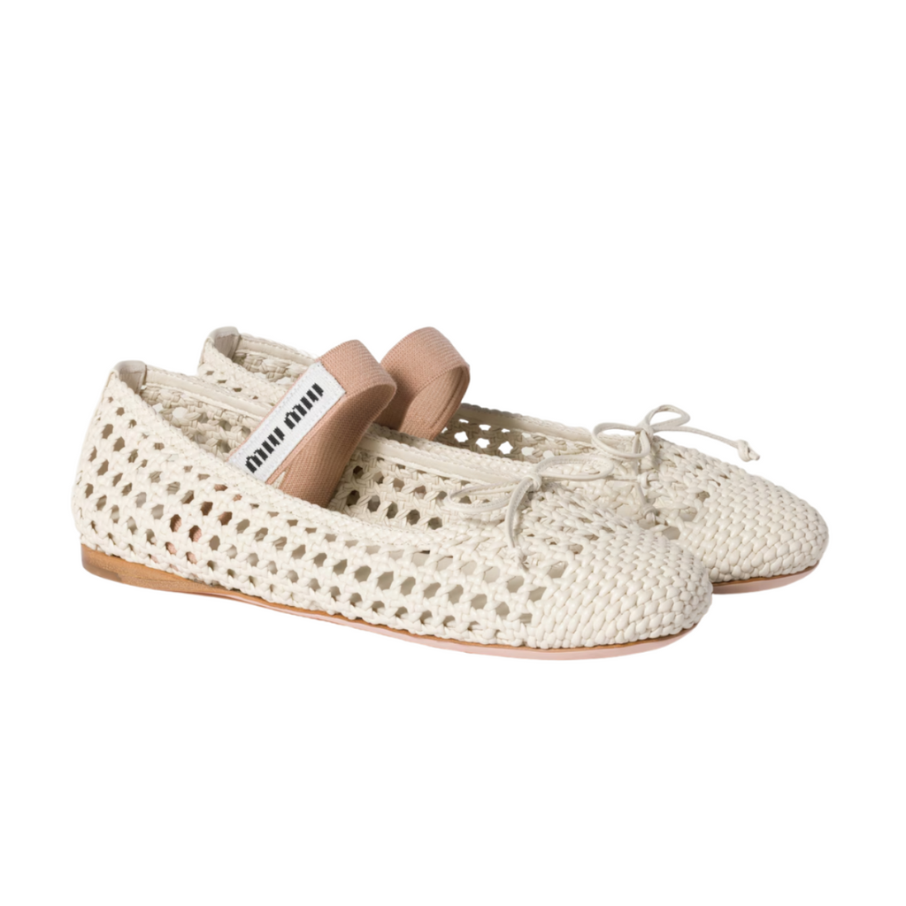 Miu Miu Woven Nappa Leather Ballerinas (Women)