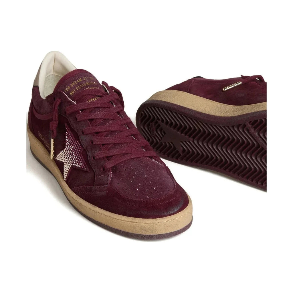 Golden Goose Ball-Star 'Burgundy Suede Crystal Star' (Women)