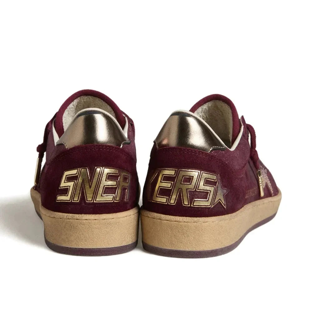 Golden Goose Ball-Star 'Burgundy Suede Crystal Star' (Women)