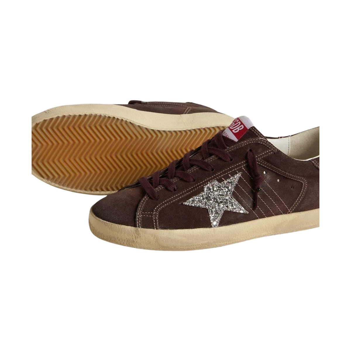 Golden Goose Super-Star 'Brown Suede Silver Glitter Star' (Women)