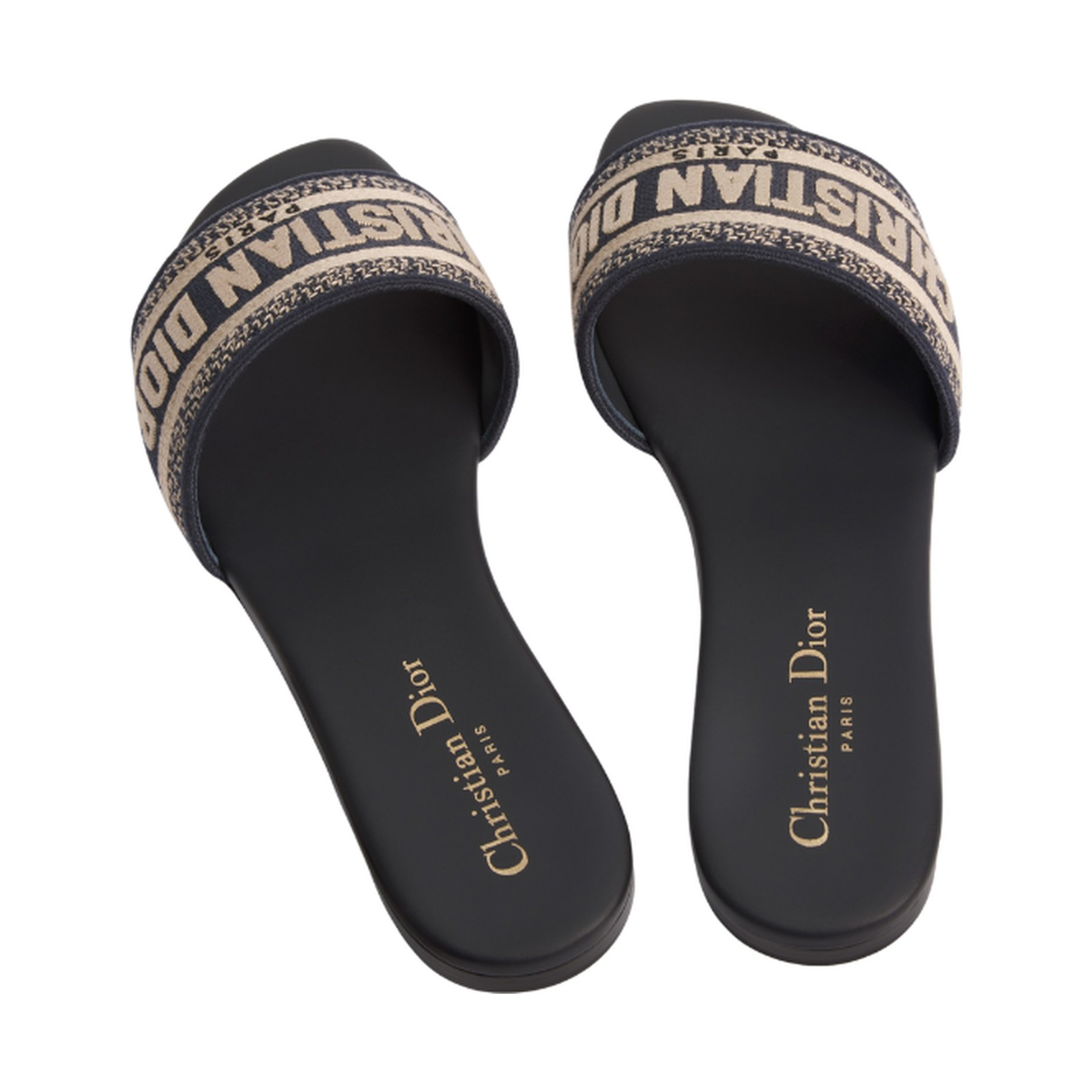 Dior Dway Slide 'Deep Blue Embroidered Cotton' (Women)