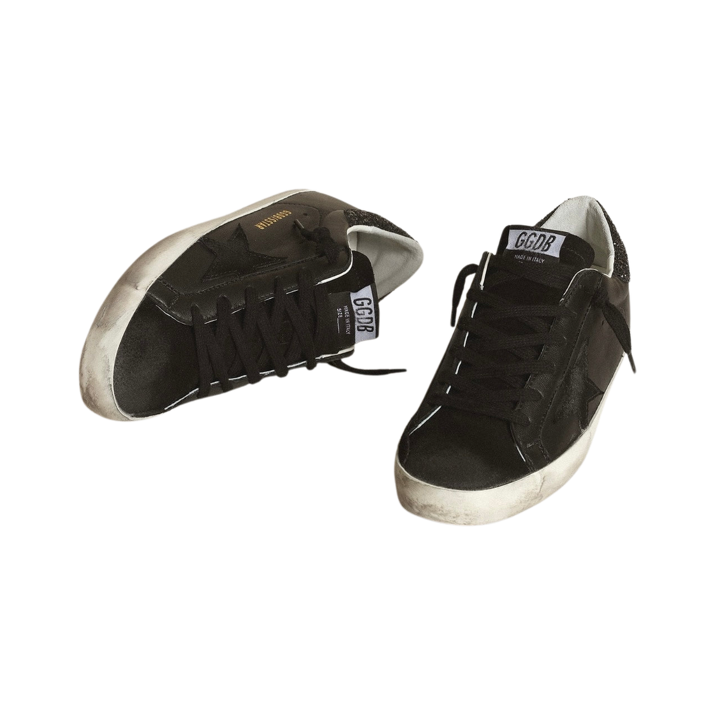 Golden Goose Super-Star 'Black Nappa Glitter Heel Tab' (Women)