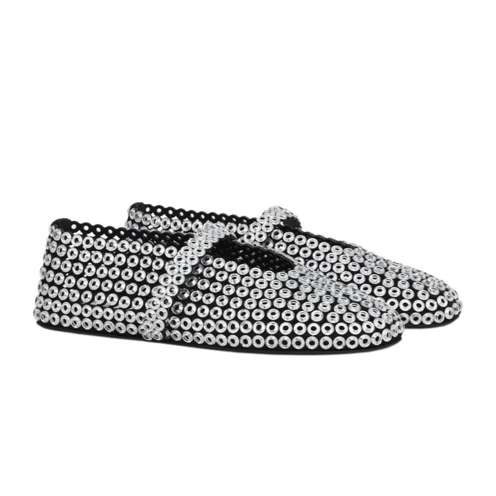 Alaïa Suede Glass-Embellished Ballet Flat (Women)