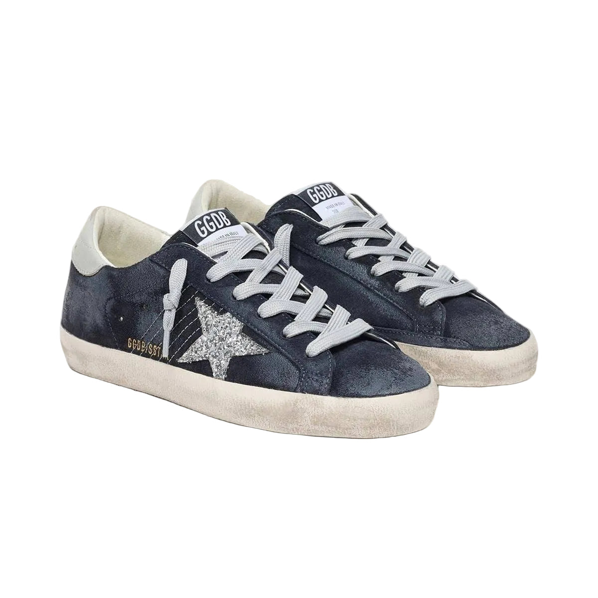 Golden Goose Super-Star 'Blue Suede Silver Glitter Star' (Women)