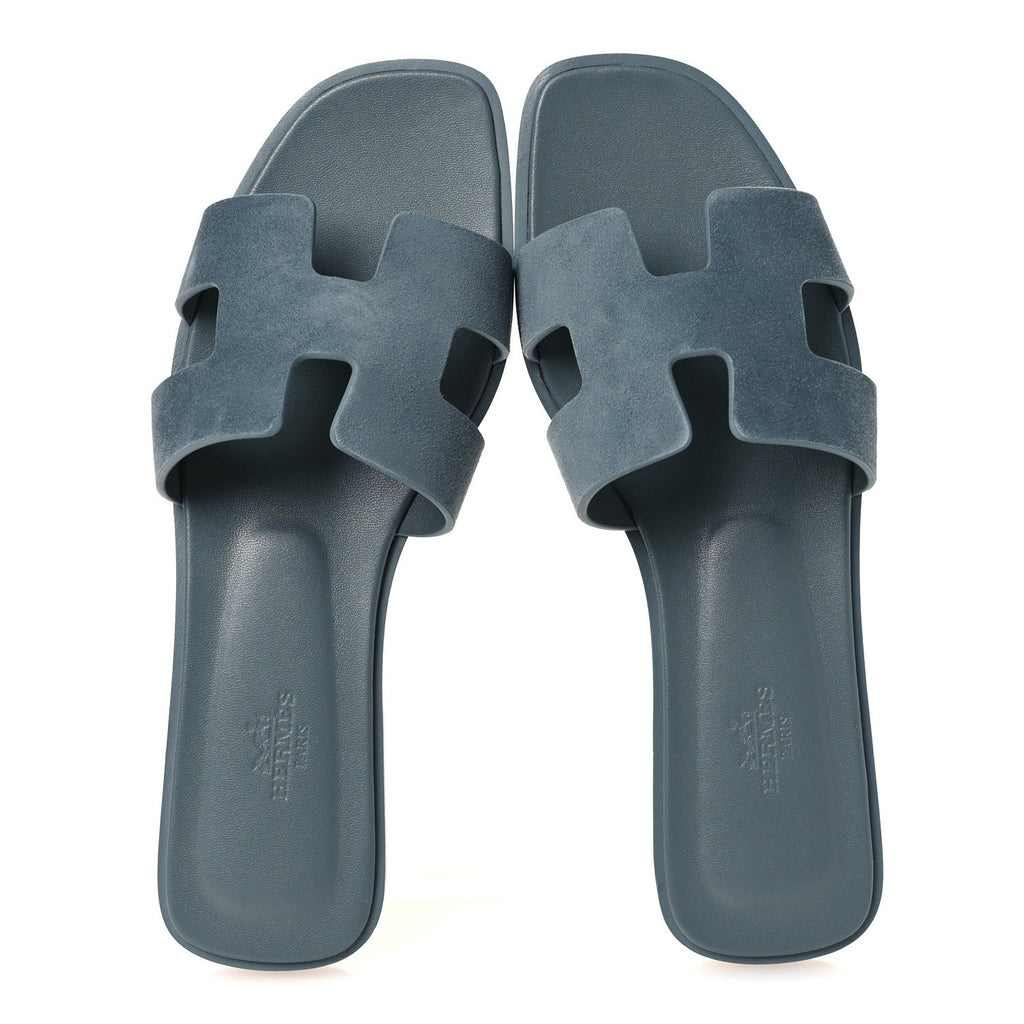 Hermès Oran Sandal 'Fringed Denim - Bleu Tonnerre' (Women)