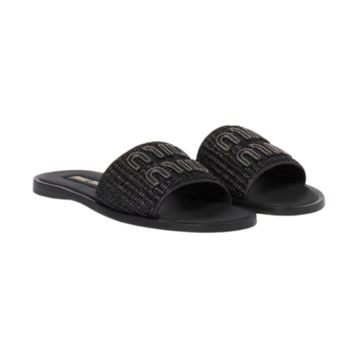 Miu Miu Raffia-Effect Woven Slide 'Black' (Women)