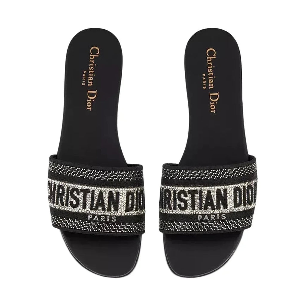 Dior Dway Slide 'Black Embroidered Cotton' (Women)