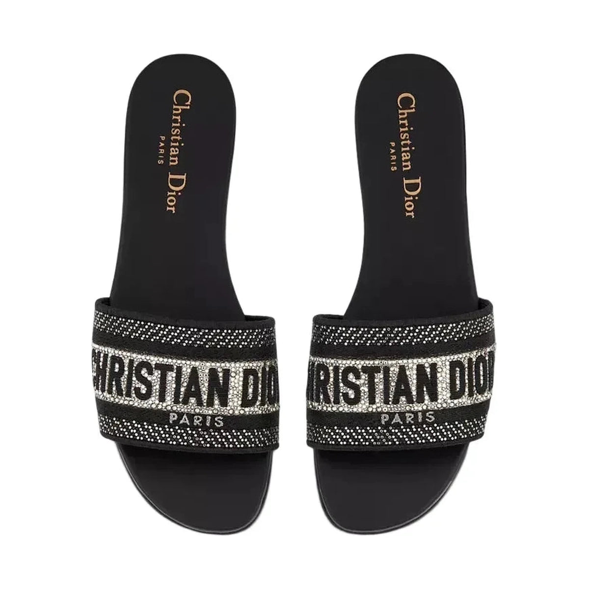 Dior Dway Slide 'Black Embroidered Cotton' (Women)