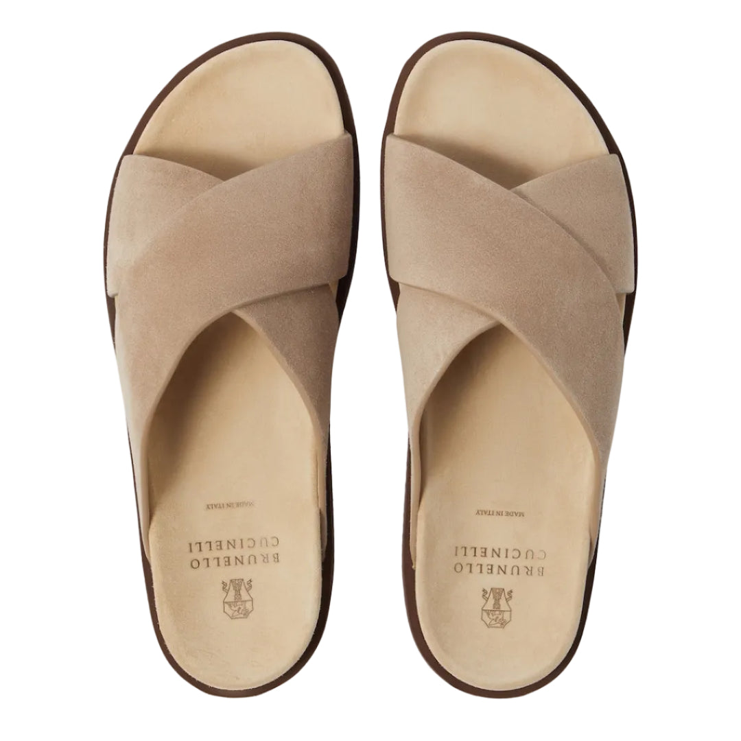 Brunello Cucinelli Crossover Sandal 'Beige Suede' (Men)