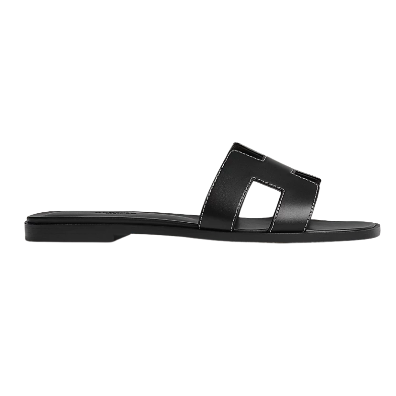 Hermès Oran Sandal 'Black White Topstitch' (Women)