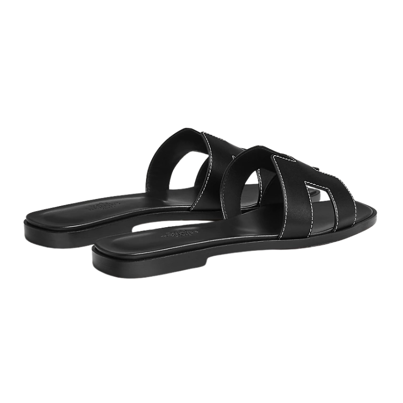 Hermès Oran Sandal 'Black White Topstitch' (Women)