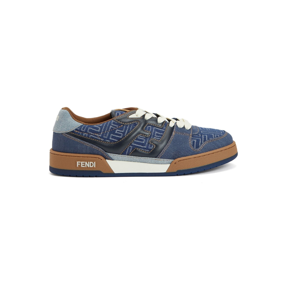 Fendi Match Sneaker 'Navy FF Jacquard White Suede' (Men)