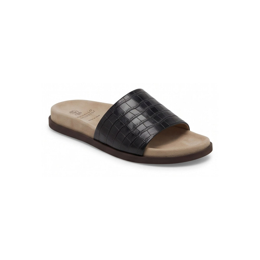 Brunello Cucinelli Crocodile-Embossed Leather Sandal 'Brown' (Men)