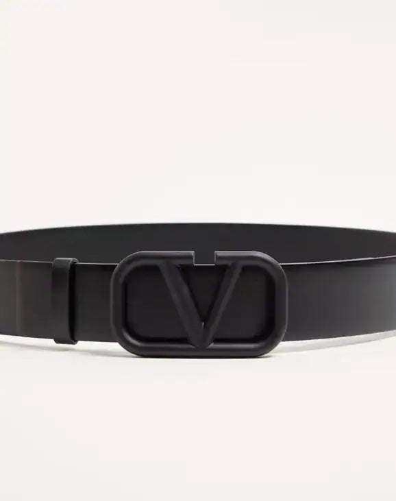 Valentino VLogo Signature Calfskin Belt 'Black' (Unisex)