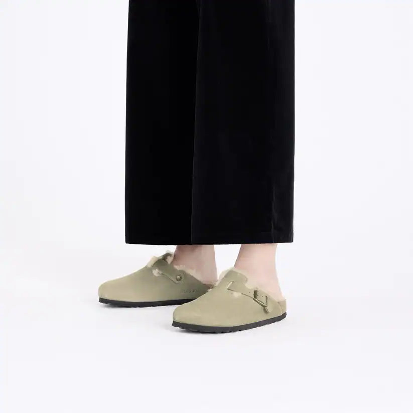 Birkenstock Boston Shearling Suede 'Taupe' (Women)