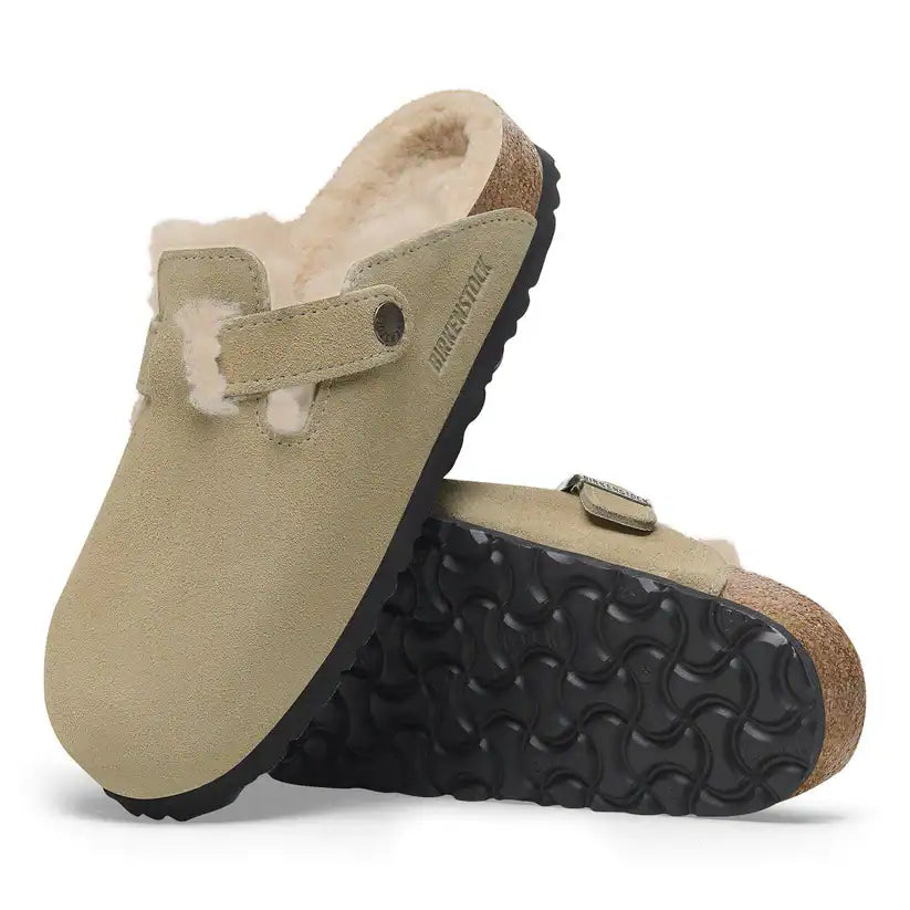Birkenstock Boston Shearling Suede 'Taupe' (Women)