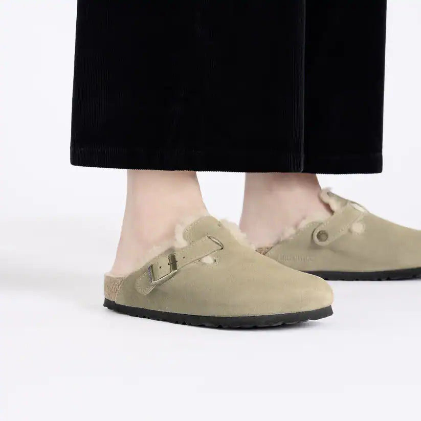 Birkenstock Boston Shearling Suede 'Taupe' (Women)