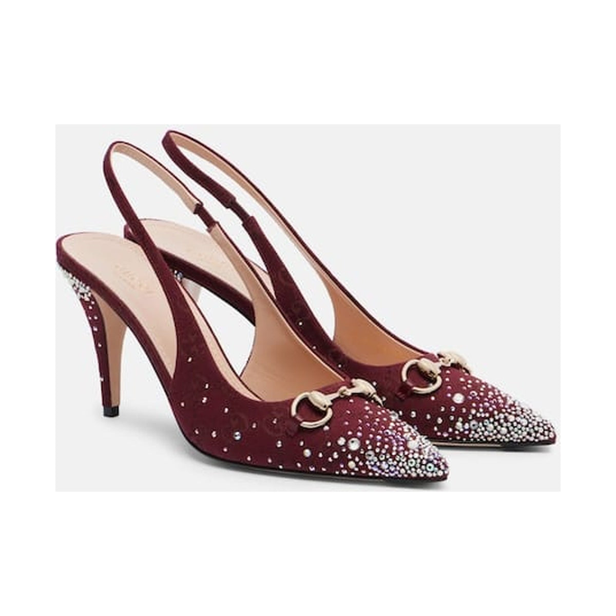 Gucci Horsebit GG Canvas 85 Slingback Pump 'Burgundy' (Women)