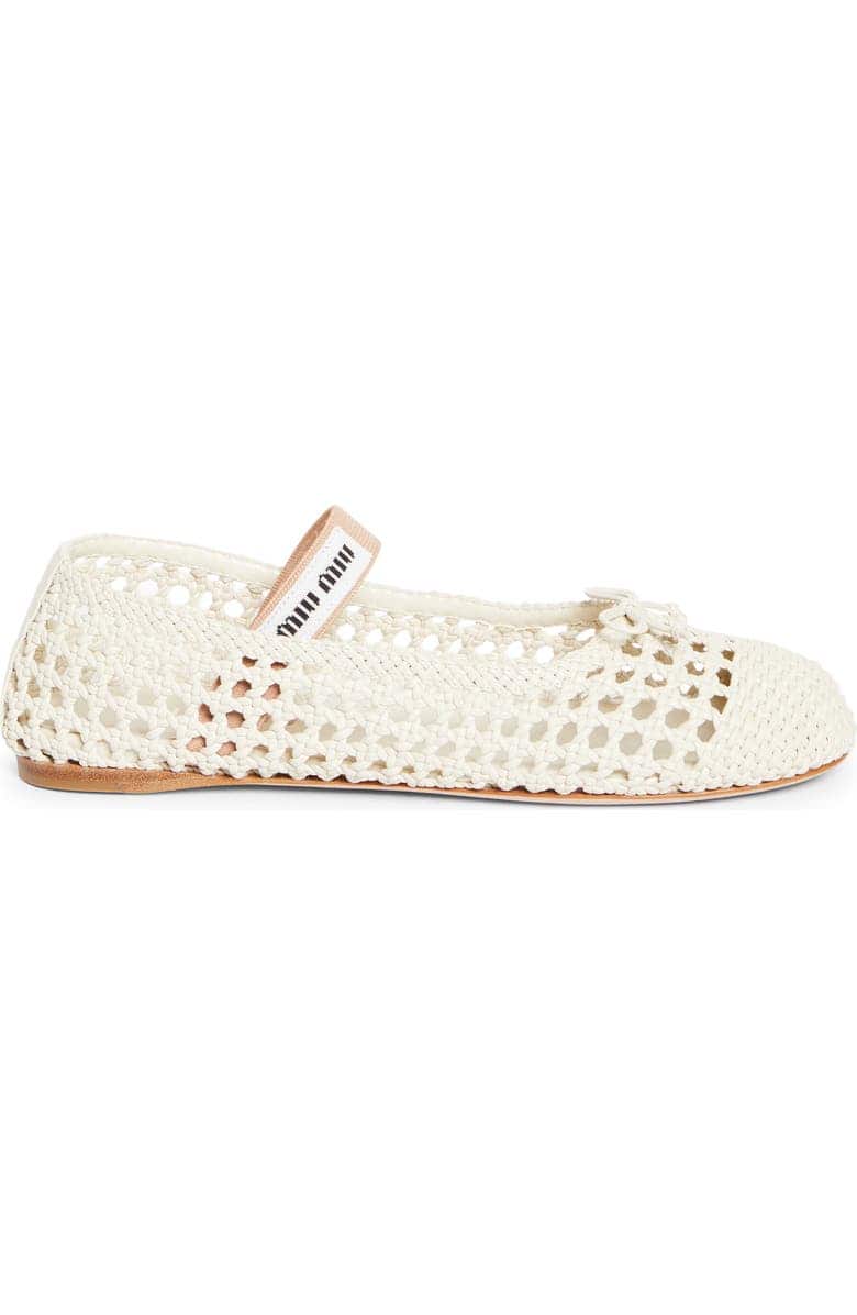 Miu Miu Mesh Ballerina 'White' (Women)