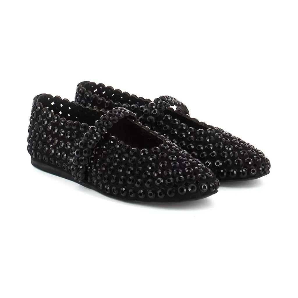 Alaïa Suede Crystal-Embellished Ballet Flat 'Black' (Women)