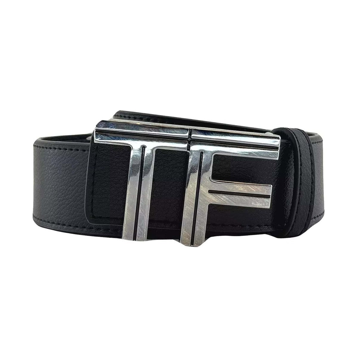 Tom Ford T Buckle Belt 'Black Silver' (Unisex)