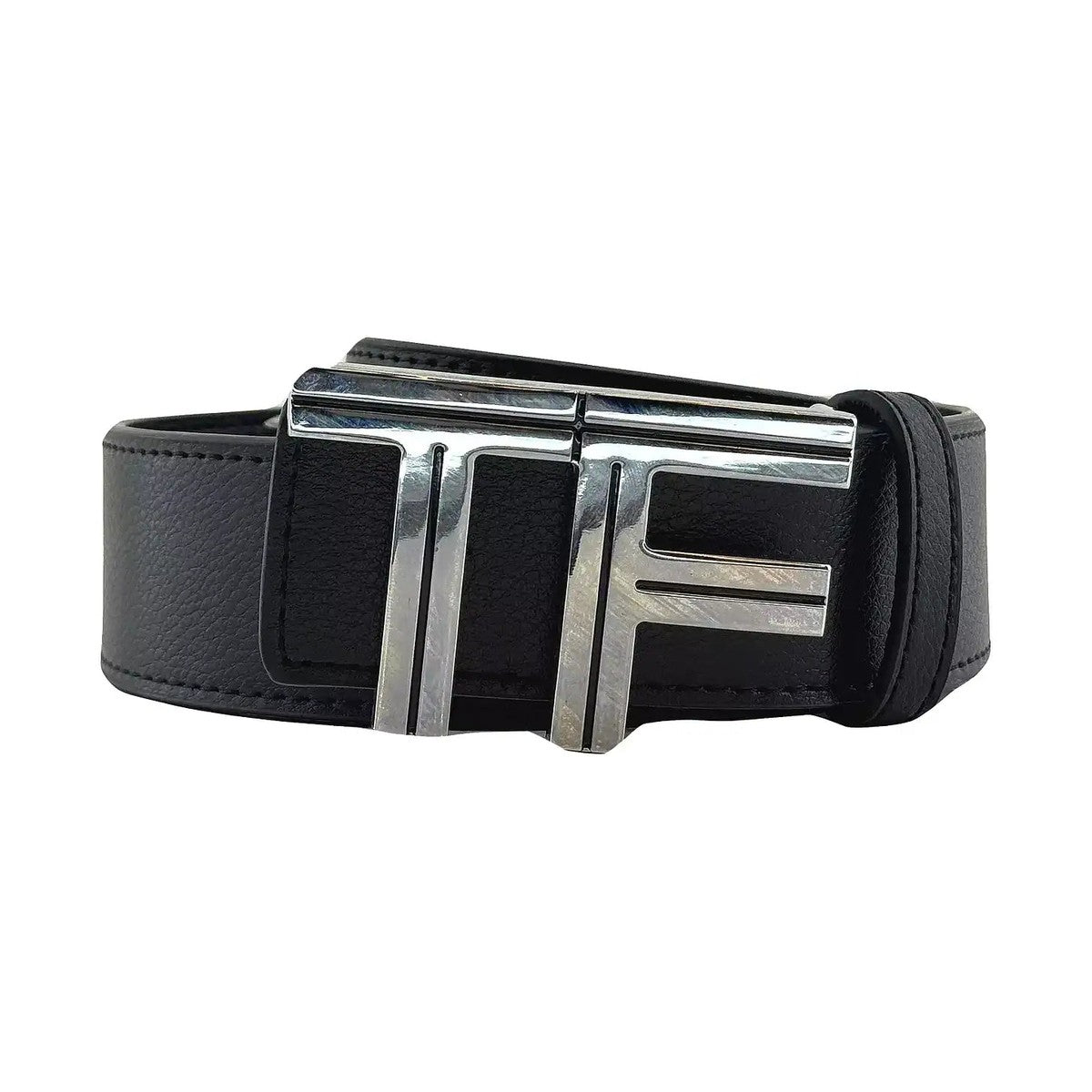 Tom Ford T Buckle Belt 'Black Silver' (Unisex)