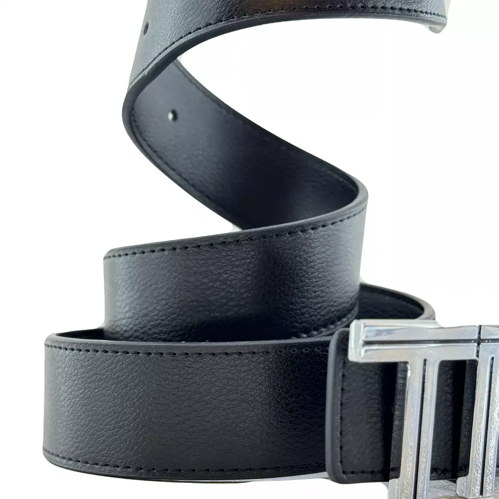 Tom Ford T Buckle Belt 'Black Silver' (Unisex)