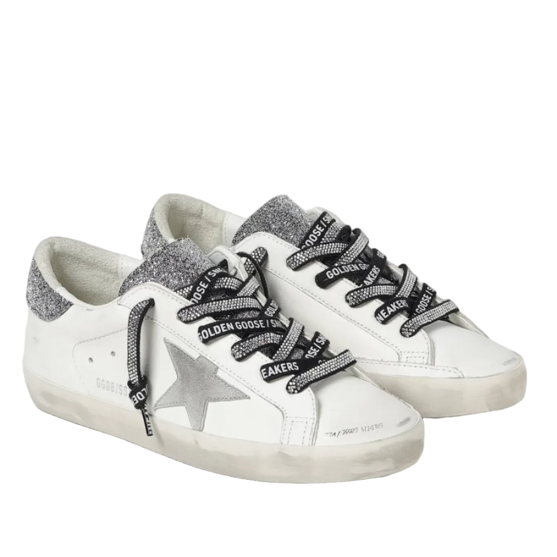 Golden Goose Super-Star 'Silver Glitter Heel Tab' (Women)
