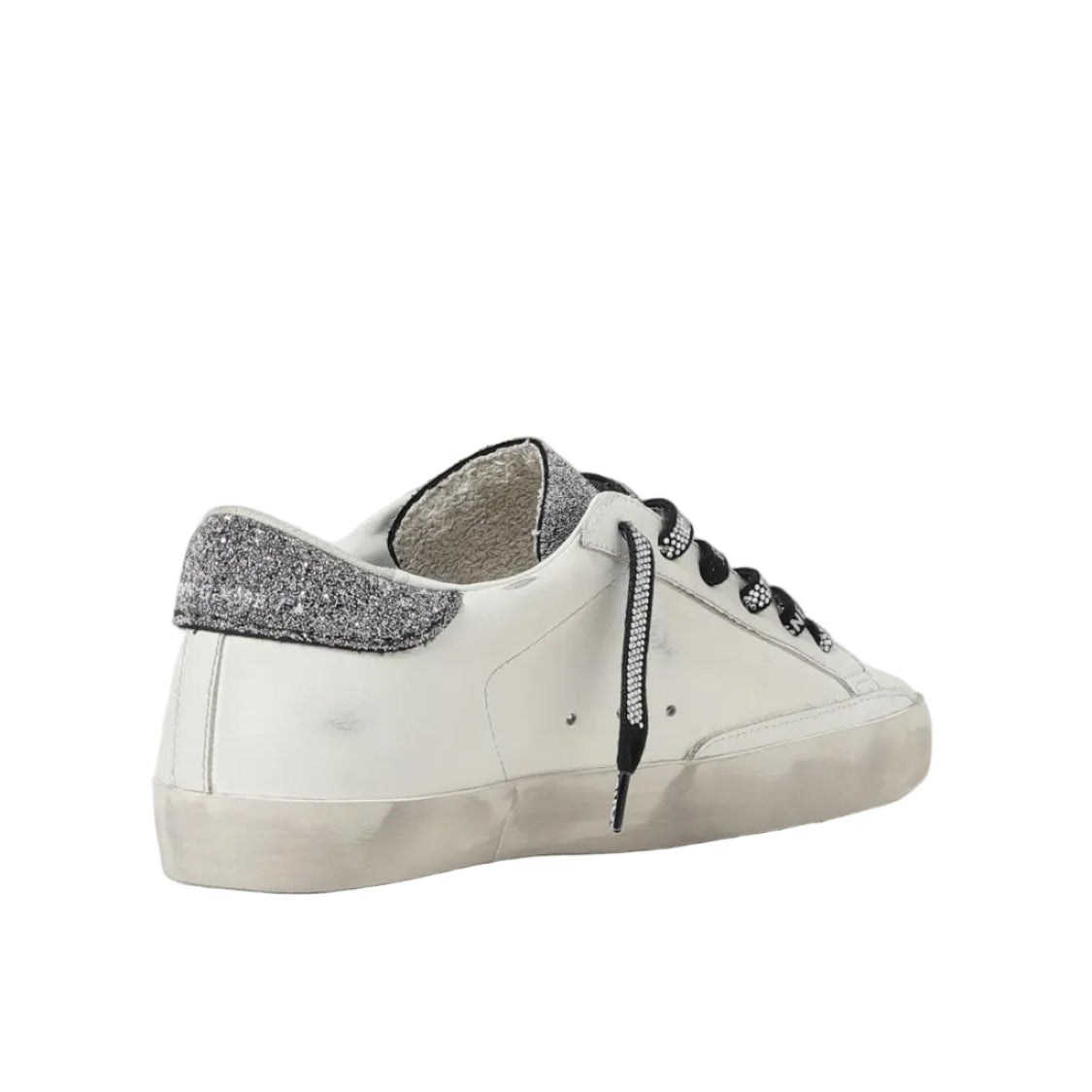 Golden Goose Super-Star 'Silver Glitter Heel Tab' (Women)