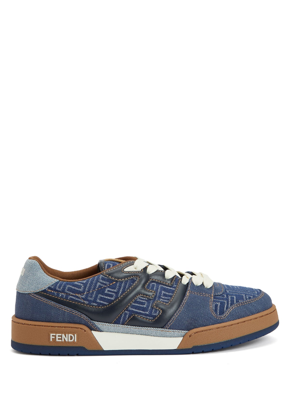 Fendi Match Sneaker 'Navy FF Jacquard White Suede' (Men)
